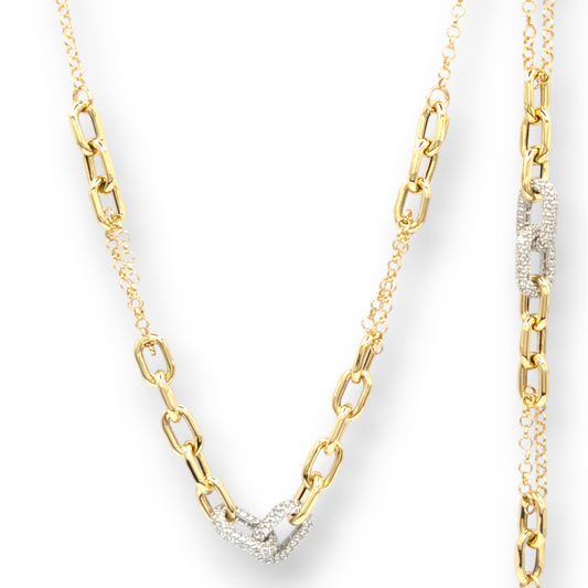 Halskette Glieder aus 750er Gold mit Zirkonia-Pavé
