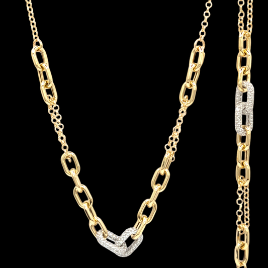 Halskette Glieder aus 750er Gold mit Zirkonia-Pavé