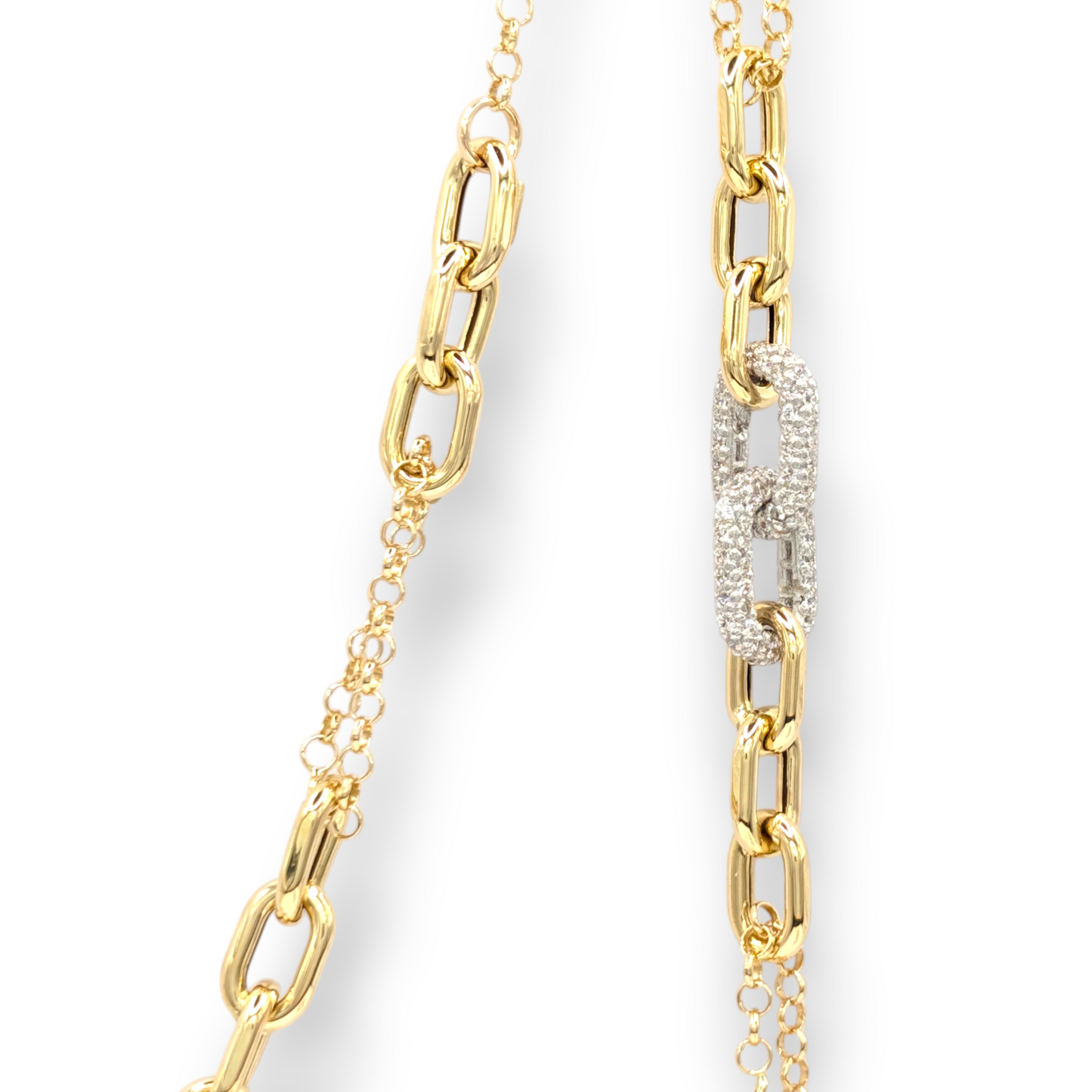 Halskette Glieder aus 750er Gold mit Zirkonia-Pavé