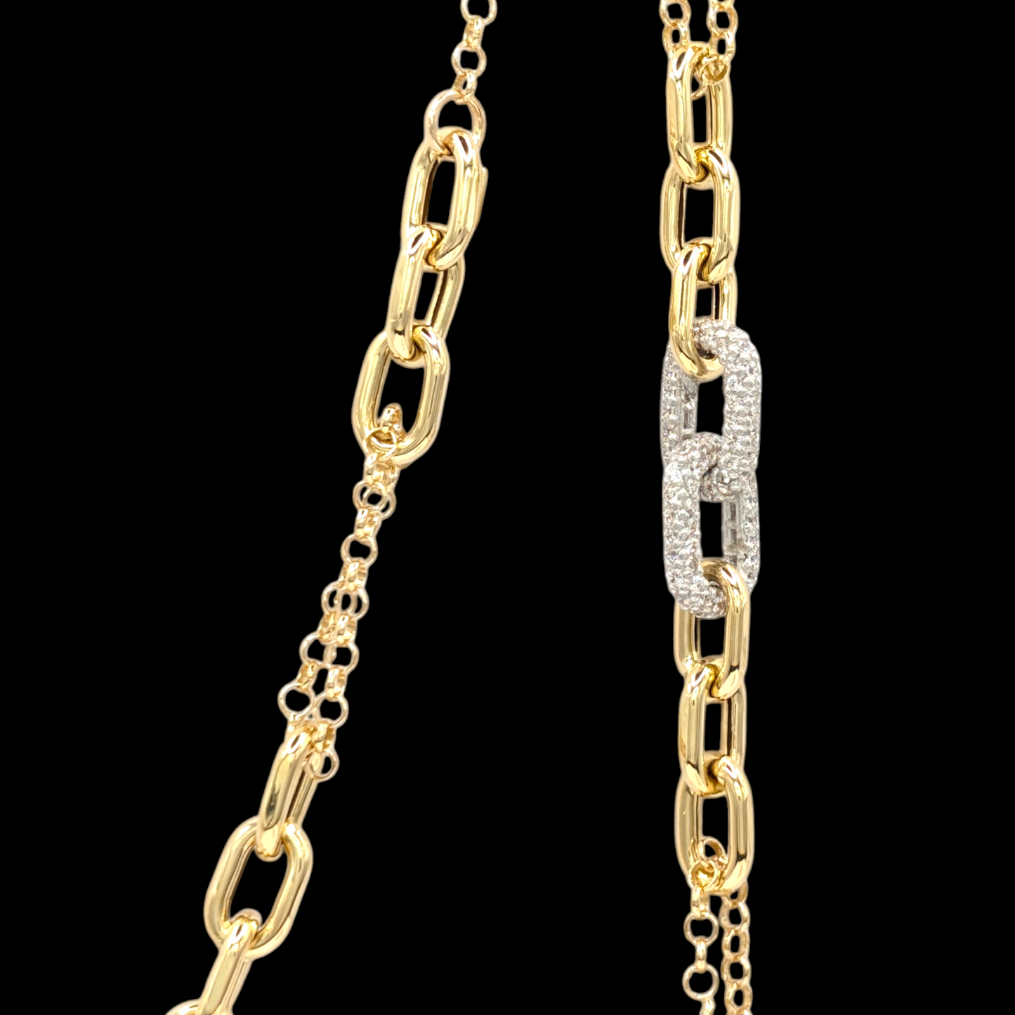 Halskette Glieder aus 750er Gold mit Zirkonia-Pavé