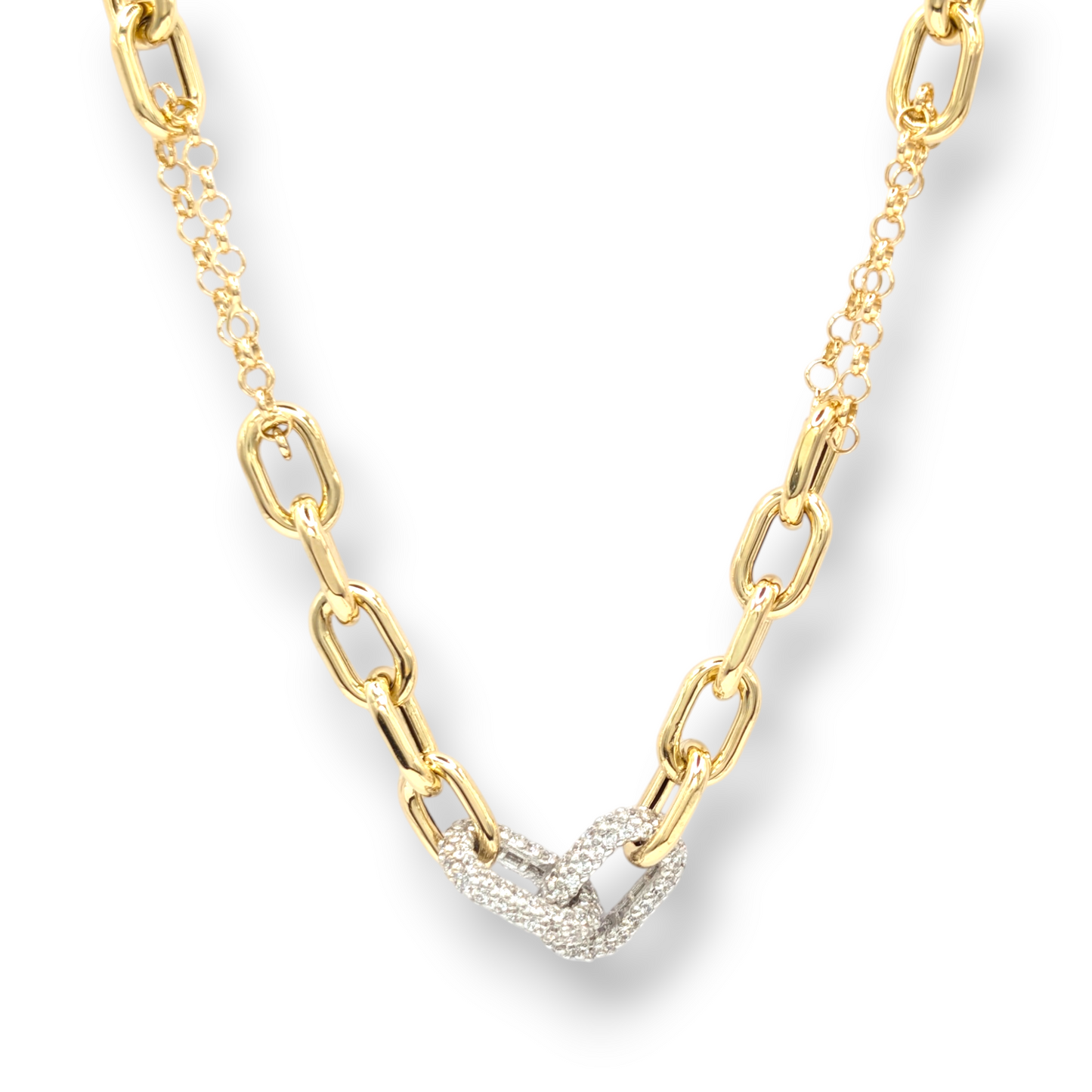 Halskette Glieder aus 750er Gold mit Zirkonia-Pavé