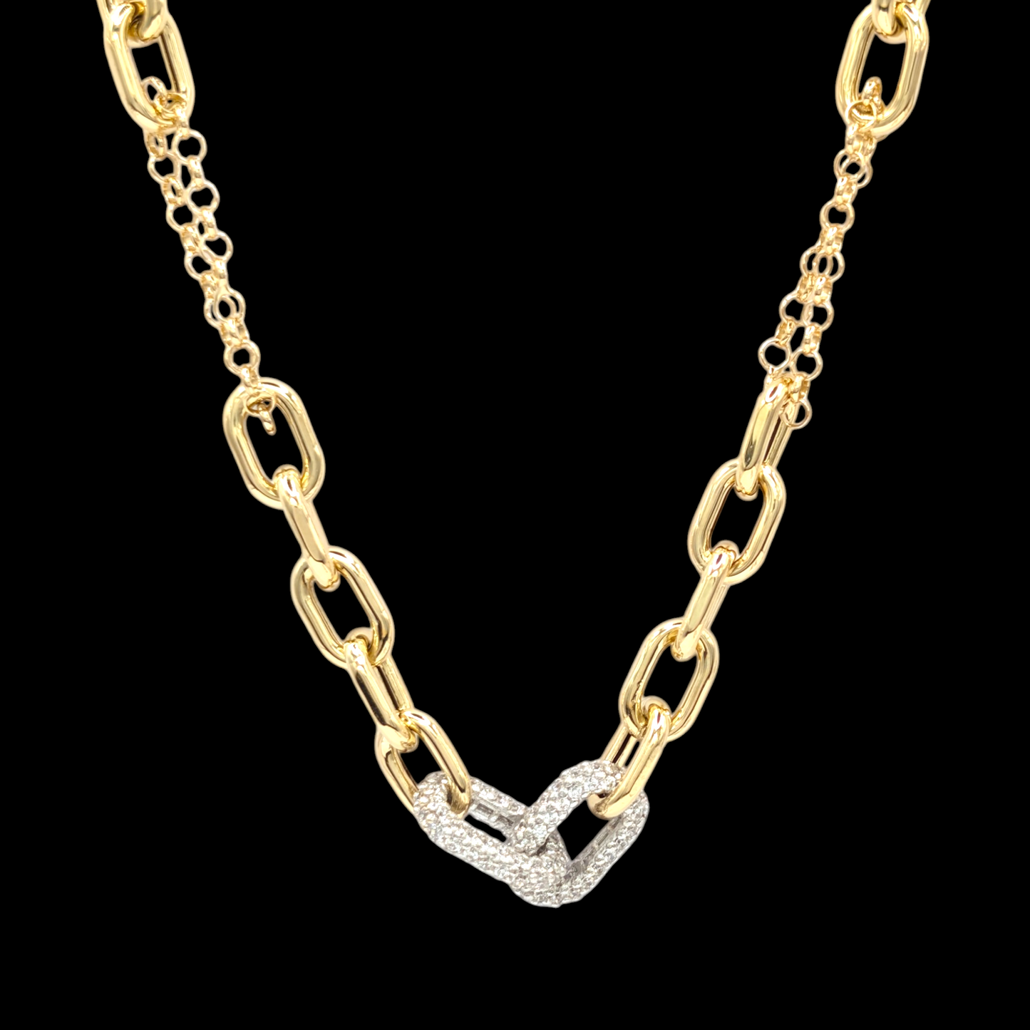 Halskette Glieder aus 750er Gold mit Zirkonia-Pavé