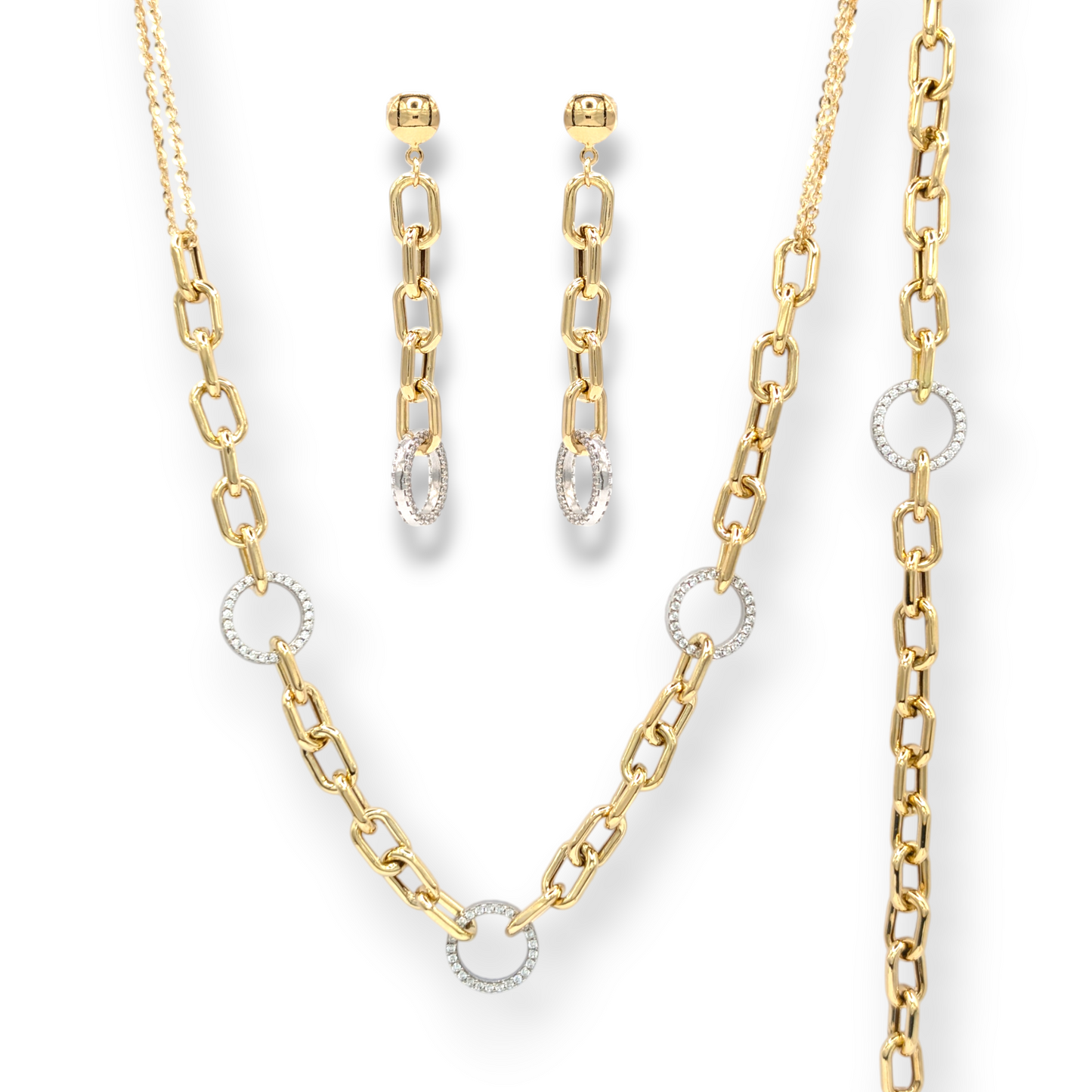 Schmuckset aus 750er Gold und Zirkonoxid-Ringen
