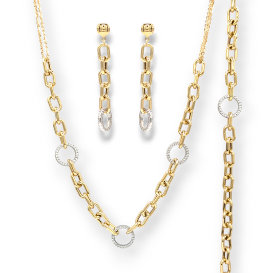 Schmuckset aus 750er Gold und Zirkonoxid-Ringen
