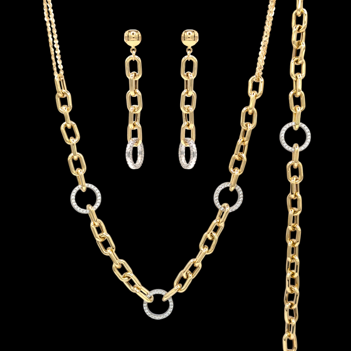 Schmuckset aus 750er Gold und Zirkonoxid-Ringen