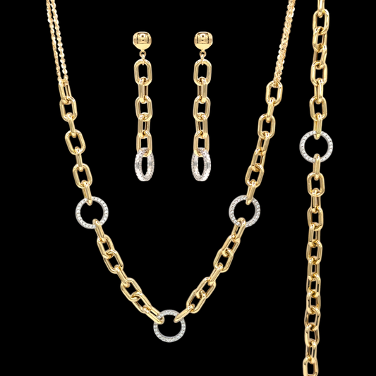 Schmuckset aus 750er Gold und Zirkonoxid-Ringen