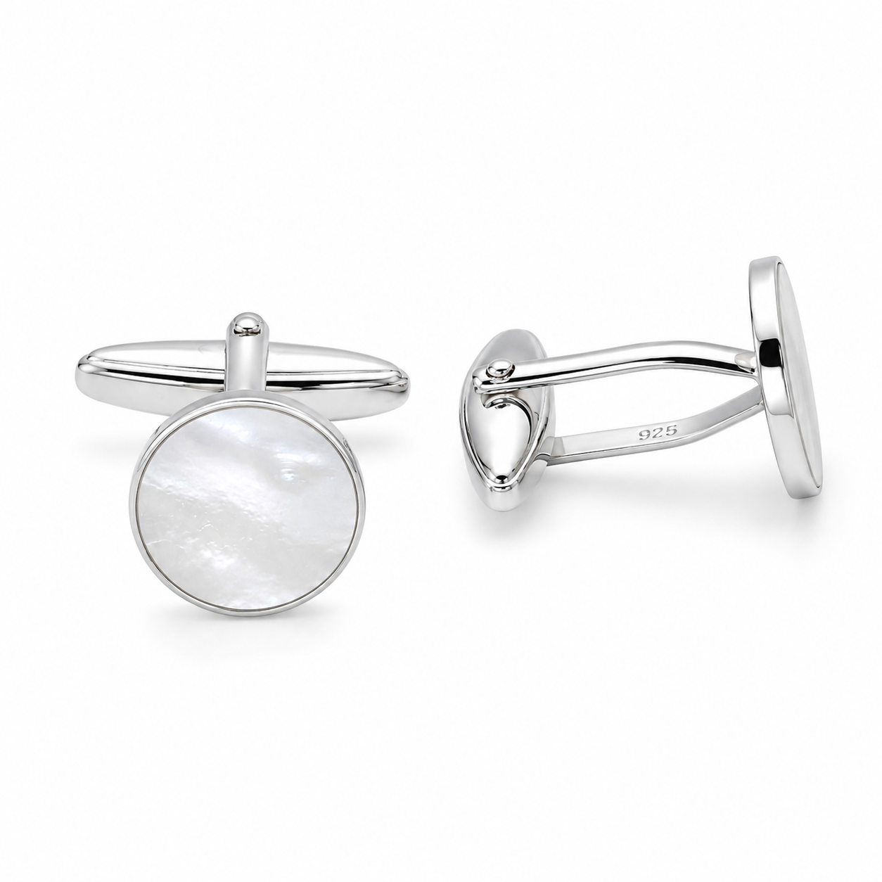 Boutons de Manchette Nacre & Argent 925