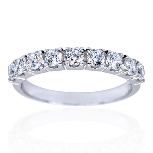 Bague demi-alliance en argent 925 rhodié et oxydes de zirconium blancs