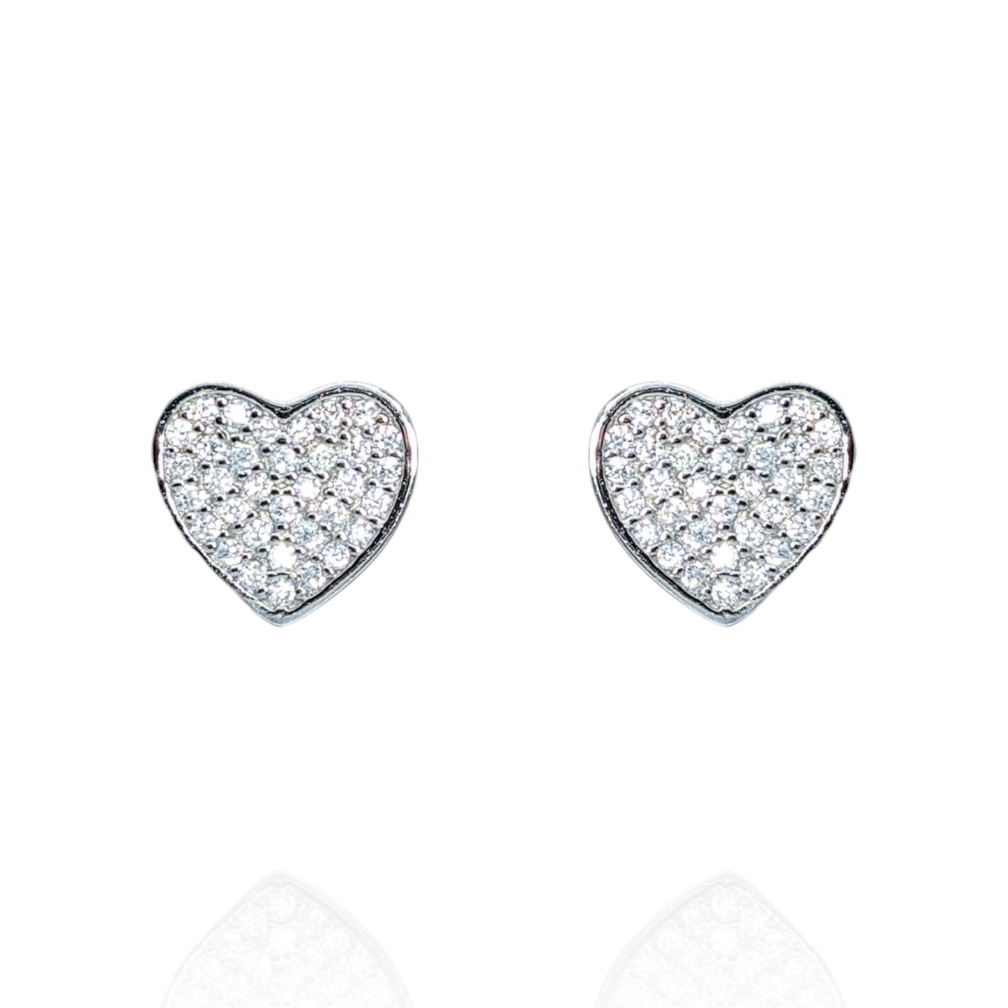 Ohrringe Herz-Pavé aus rhodiniertem 925er Silber und weißen Zirkonia