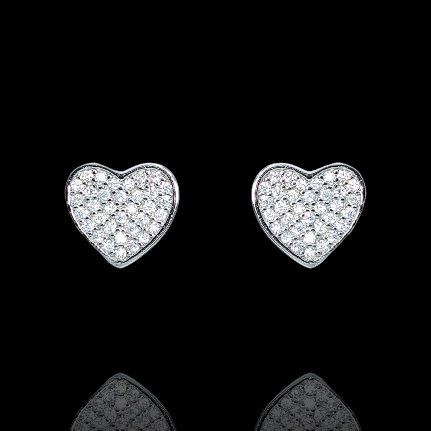 Ohrringe Herz-Pavé aus rhodiniertem 925er Silber und weißen Zirkonia