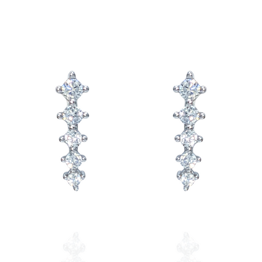 Boucles d'oreilles barrettes argent 925 rhodié et oxydes de zirconium blancs