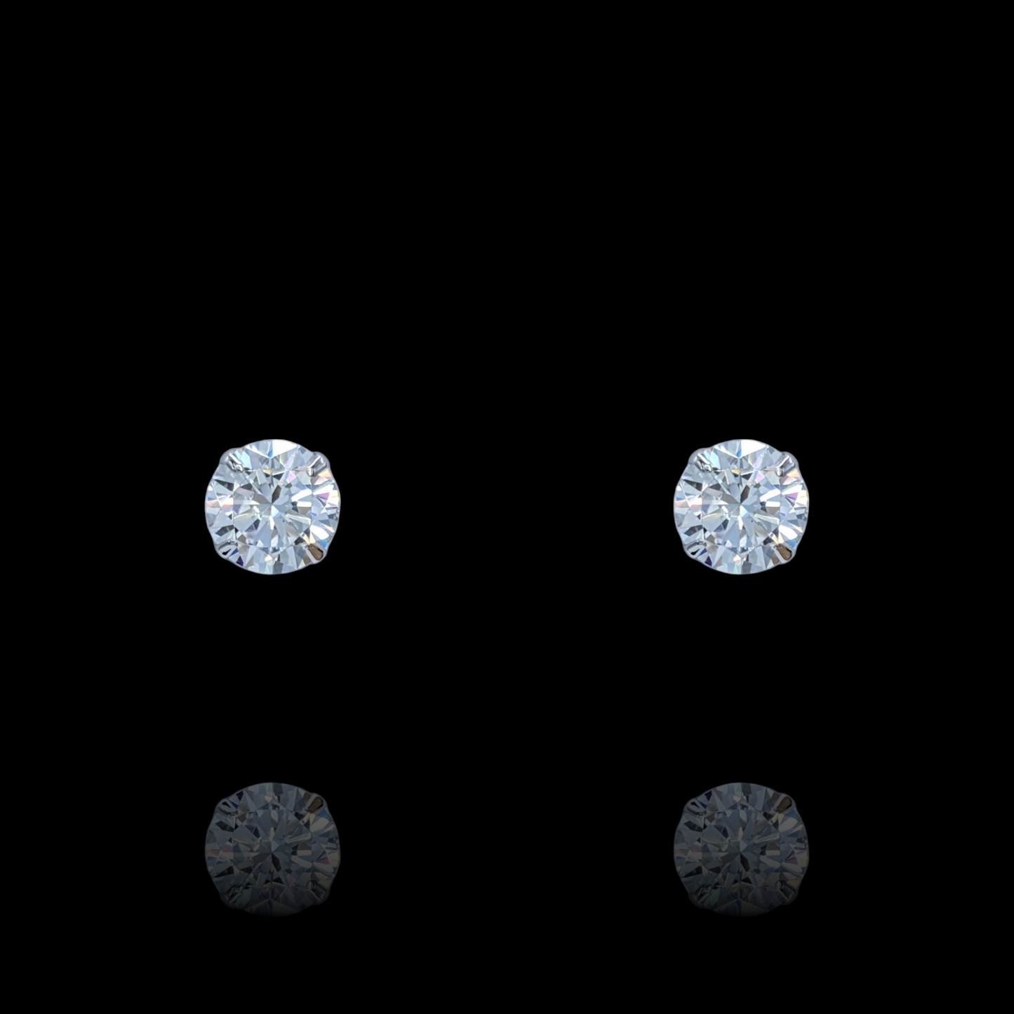 Rhodium-plated 925 sterling silver stud earrings with white cubic zirconia (4, 5, 6 mm)