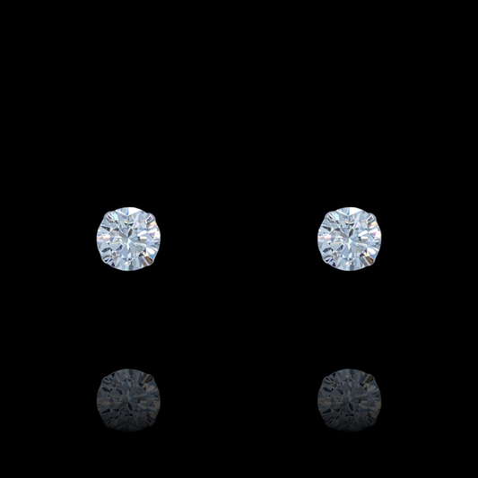 Boucles d'oreilles puces argent 925 rhodié et oxydes de zirconium blancs (4, 5, 6 mm)