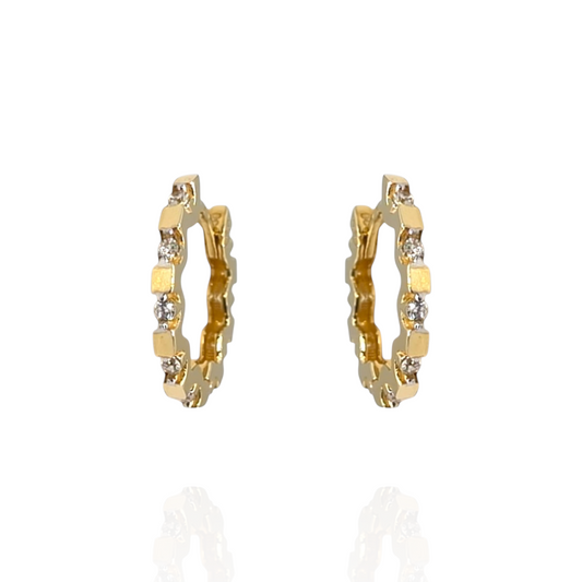 Créoles Graphiques en Or 750 et Oxydes de Zirconium