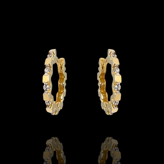 Créoles Graphiques en Or 750 et Oxydes de Zirconium