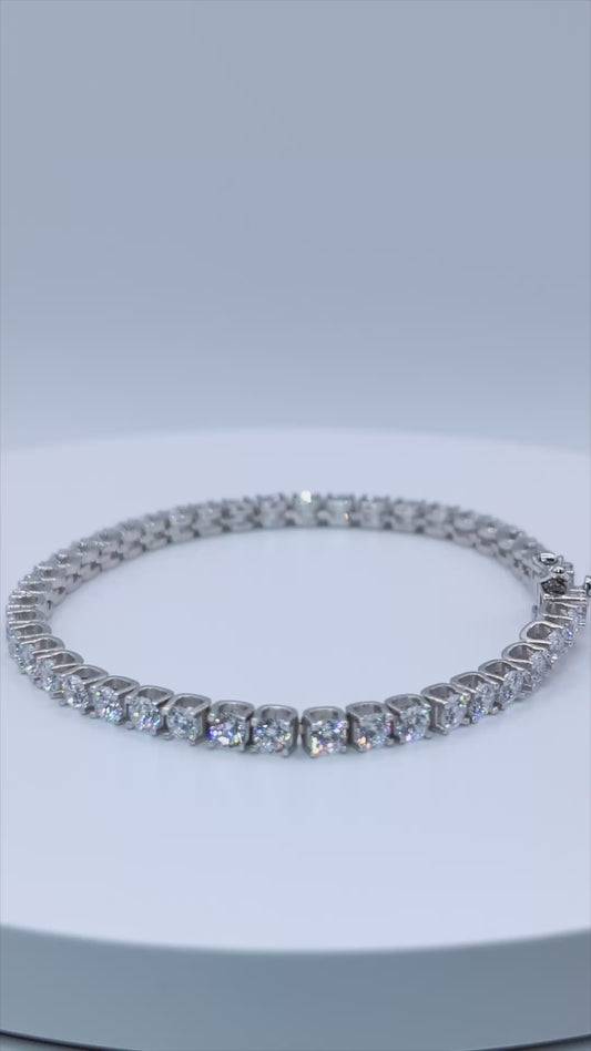 Bracelet Rivière en Argent 925 Rhodié et Oxydes de Zirconium (3,5mm - 19,5cm)