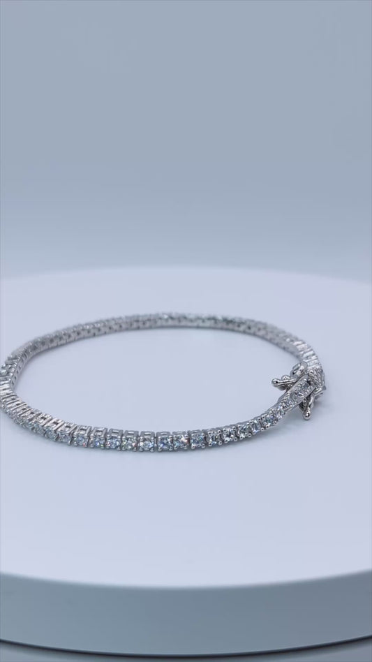 Bracelet Tennis Fin en Argent 925 Rhodié et Oxydes de Zirconium (2mm - 18cm)