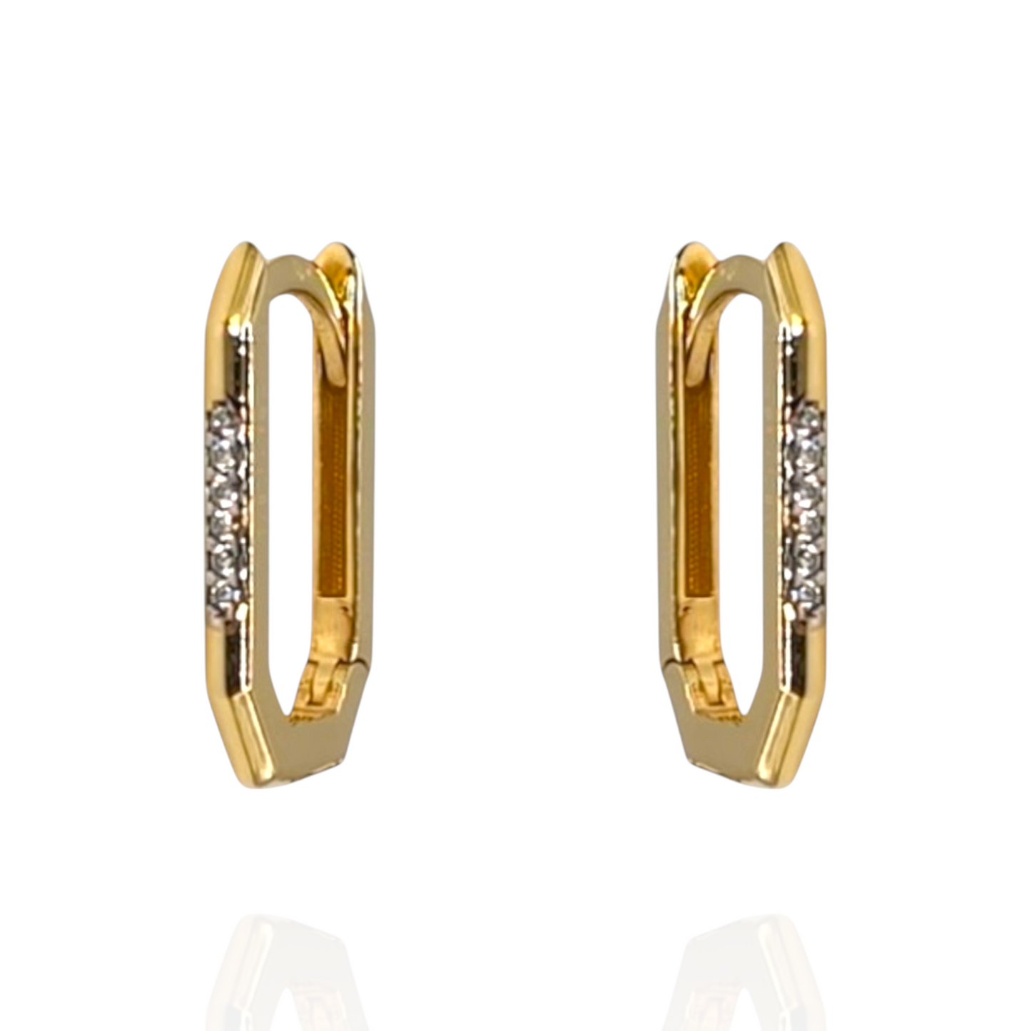 Boucles d'oreilles Rectangulaires en Or 750 et Oxydes de Zirconium