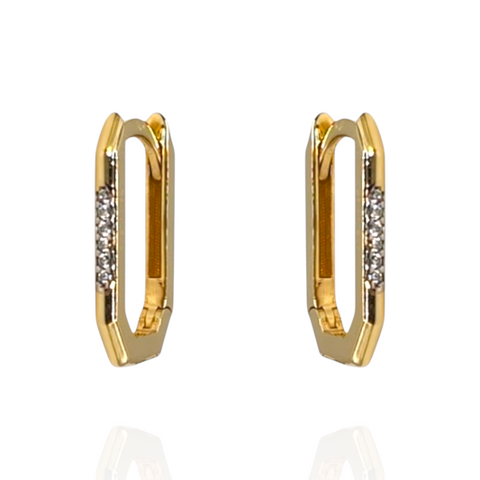 Boucles d'oreilles Rectangulaires en Or 750 et Oxydes de Zirconium