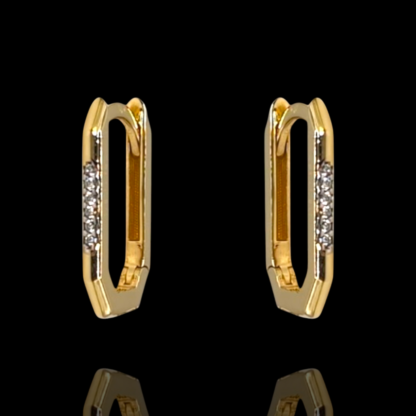 Boucles d'oreilles Rectangulaires en Or 750 et Oxydes de Zirconium