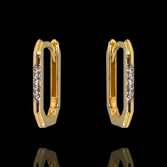 Boucles d'oreilles Rectangulaires en Or 750 et Oxydes de Zirconium