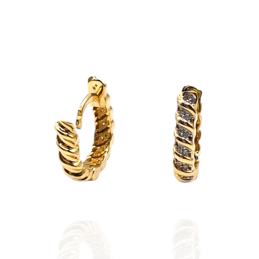 Boucles d'oreilles Créoles en Or 750 et Oxydes de Zirconium