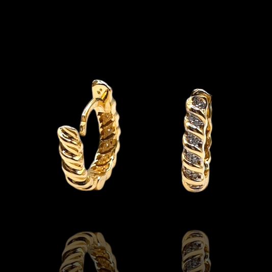 Boucles d'oreilles Créoles en Or 750 et Oxydes de Zirconium